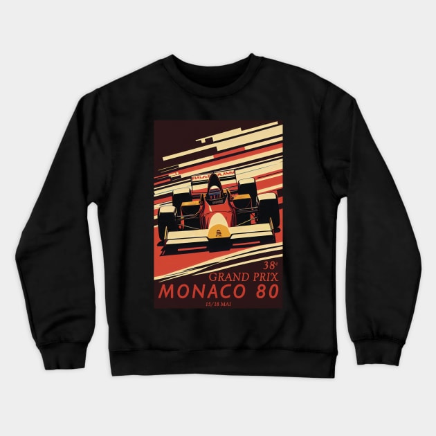 1980 Monaco Grand Prix Travel Poster Crewneck Sweatshirt by GreenMary Design